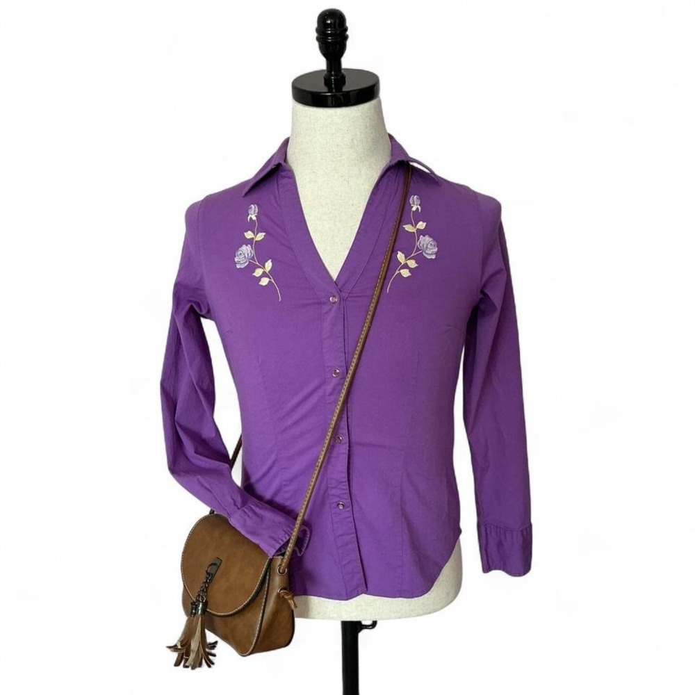 Shyanne Womens Purple Floral‎ Embroidered Western Snap Shirt S 19-050-0192-0230